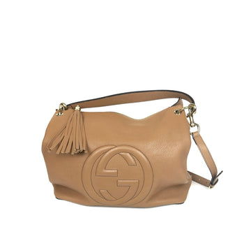 Gucci Pebbled CalBNkin Large Soho Hobo in Beige