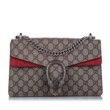 Gucci Medium GG Supreme Dionysus Shoulder Bag Brown and Beige SHW