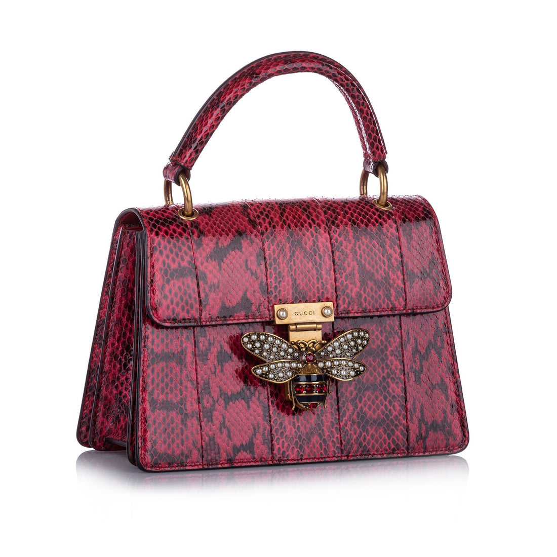 Gucci Queen Margaret Python Satchel Red