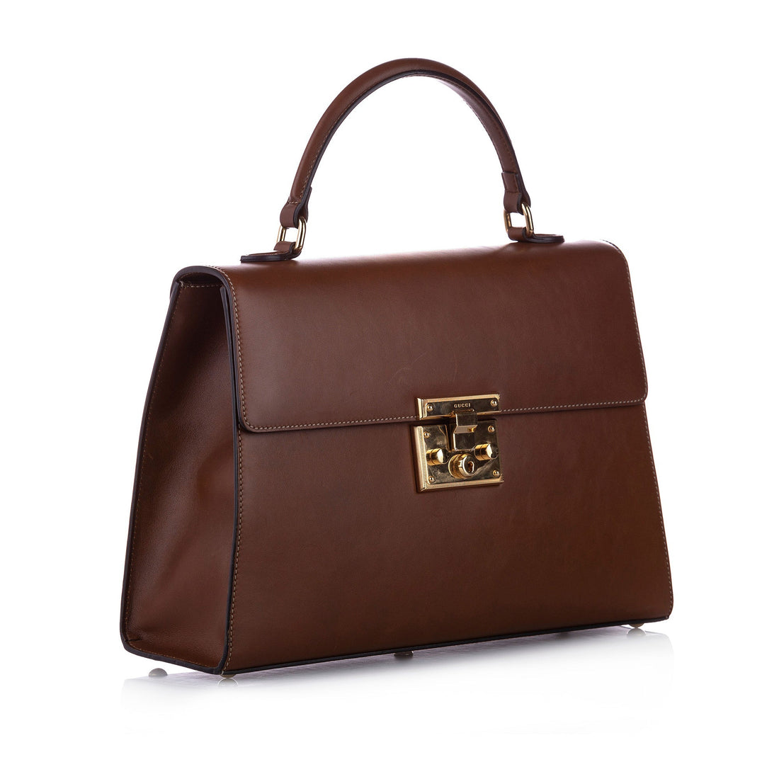 Gucci Medium Padlock Leather Satchel Brown