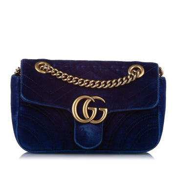 Gucci Mini GG Marmont Matelasse Velvet Blue