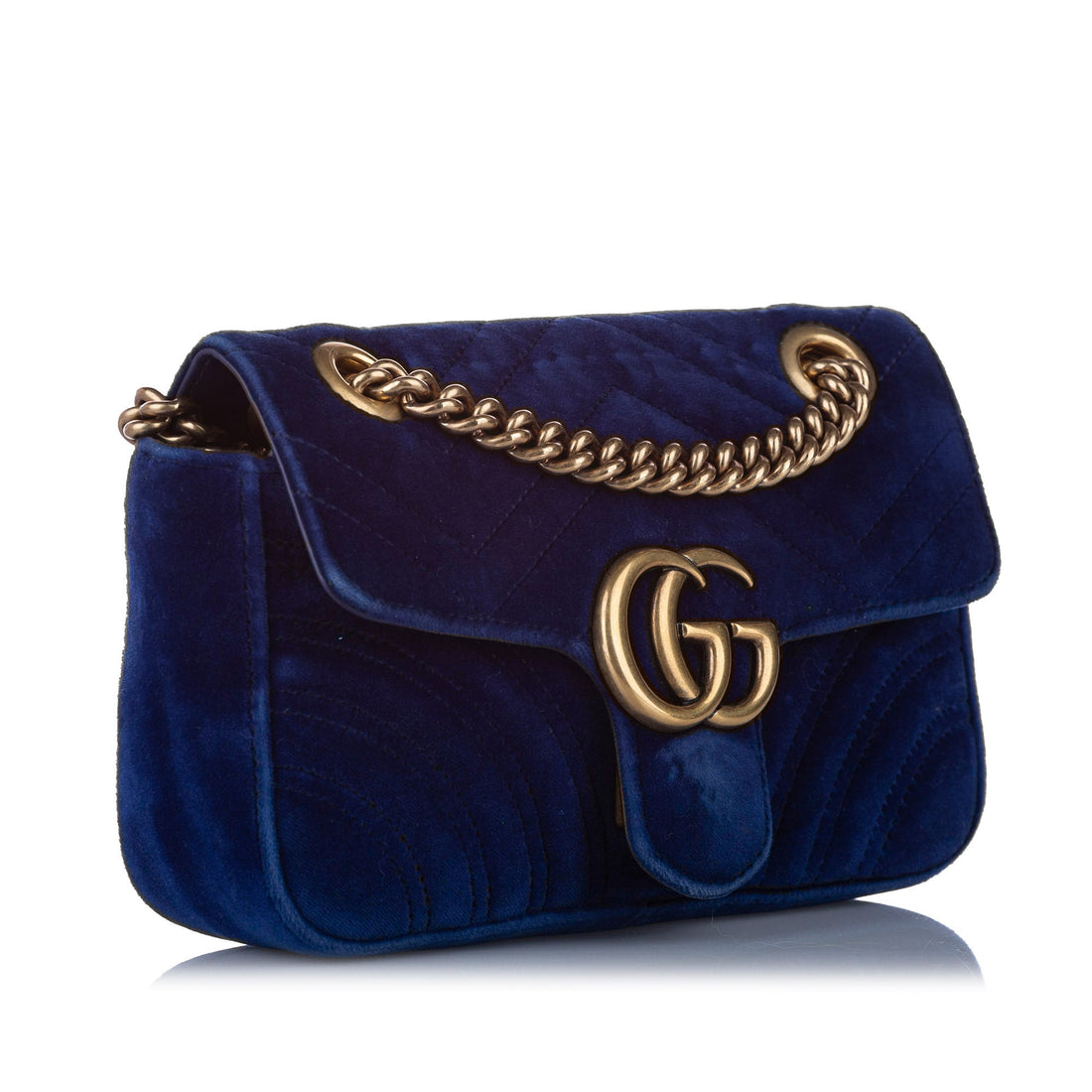 Gucci Mini GG Marmont Matelasse Velvet Blue