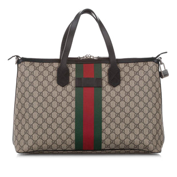Gucci GG Supreme Web Satchel Brown