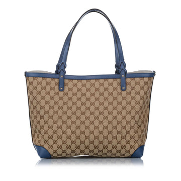 Gucci GG Canvas Craft Tote Bag Brown