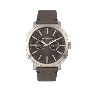 Morphic M62 Series Leather-Band Watch w/Day/Date