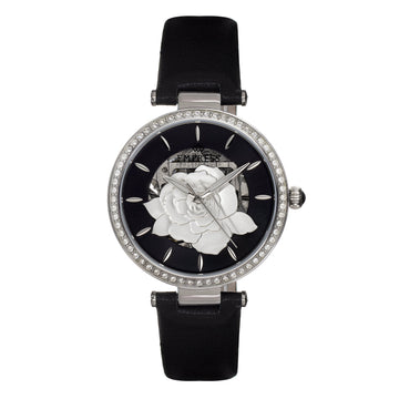 Empress Anne Automatic Semi-Skeleton Leather-Band Watch
