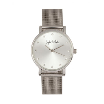 Sophie & Freda Savannah Mesh Bracelet Watch w/Swarovski Crystals