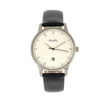 Simplify The 4300 Leather-Band Watch w/Date