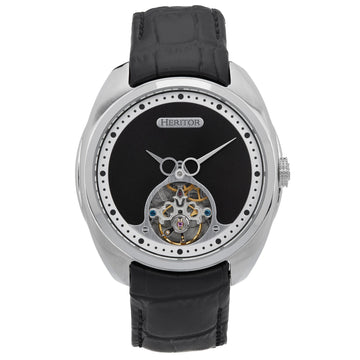 Heritor Automatic Roman Semi-Skeleton Leather-Band Watch