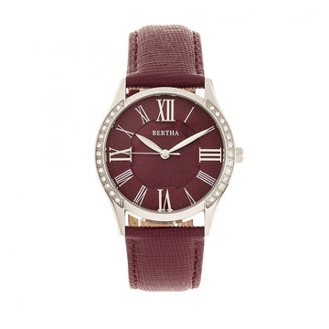 Bertha Sadie Mother-of-Pearl Leather-Band Watch