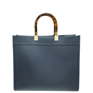Fendi Navy Blue Sunshine FENDI ROMA Shopper Medium Bag W/ Strap You