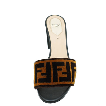 Fendi Bicolor FF Velvet Slide Mules 37