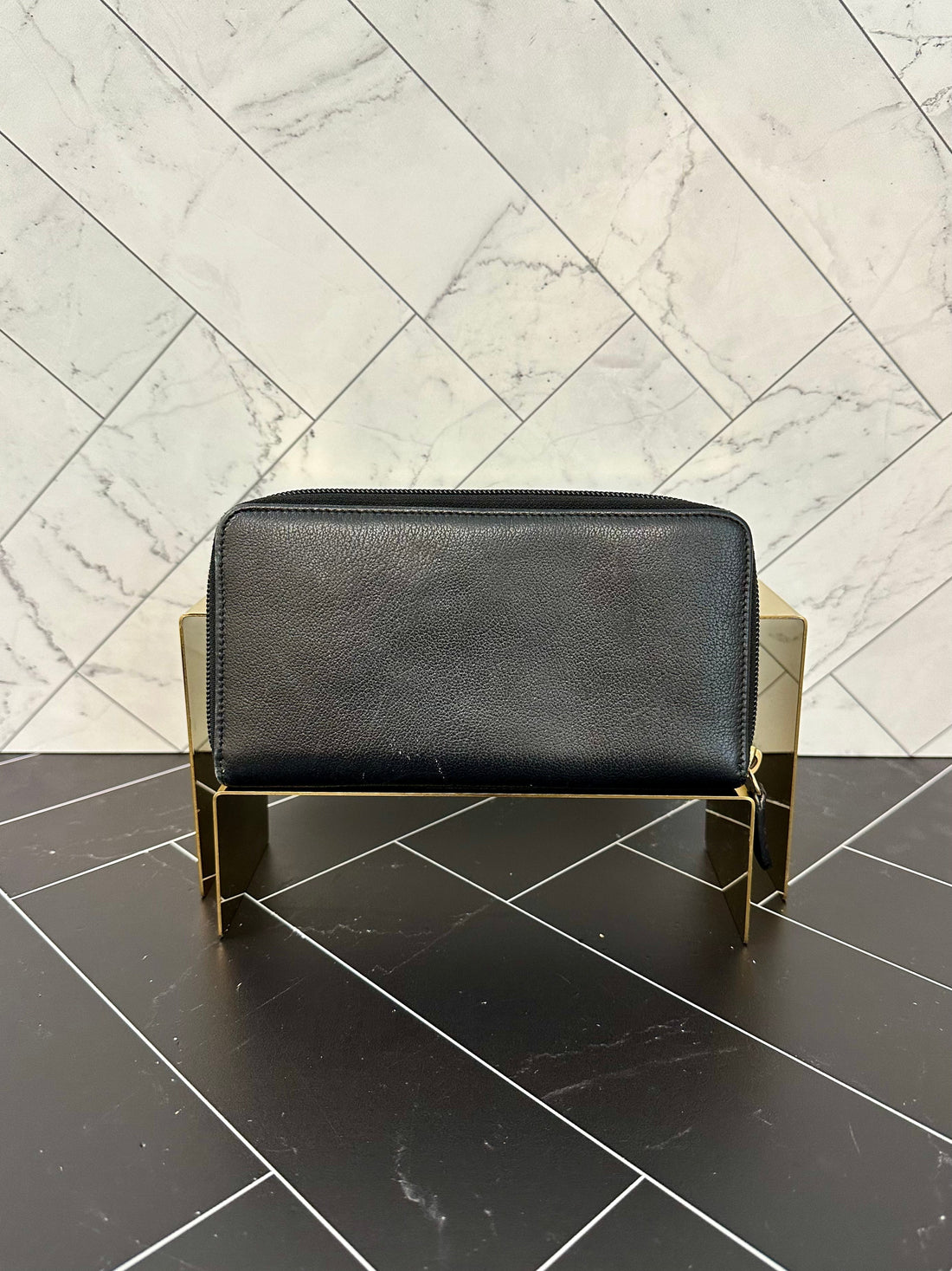 Chanel Black Leather Camelia Zippy Wallet
