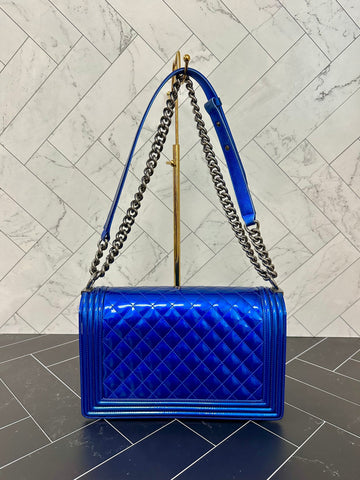 Chanel Blue Quilted New 1:1 Rep Leather Medium Boy Bag