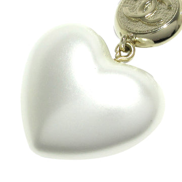 CHANEL CC Heart Pearl Pendant Necklace Costume Necklace