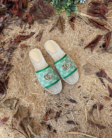 GC new MARMONT SLIDES slippers green starboard flat canvas sandals