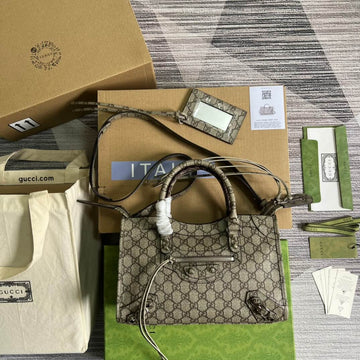 GG 681690 shoulder bag Handbag Aria :1 repl Leather/pvc grey
