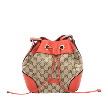 Gucci GG Canvas Drawstring Bucket Bag Brown