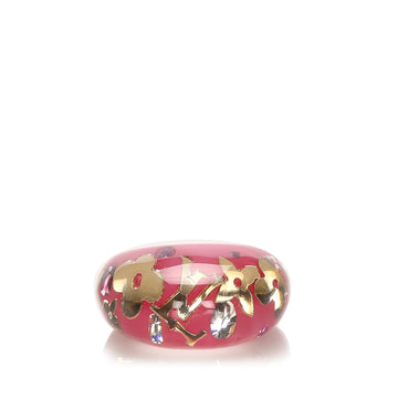 Louis-Vuitton Resin Crystal Inclusion Ring Pink