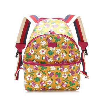 Gucci Gucci Childrens Mushroom Print Coated Canvas Backpack Yellow