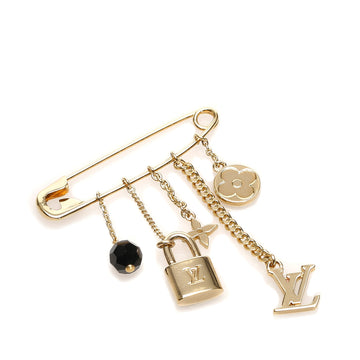 Louis-Vuitton Monogram Charms Brooch Gold