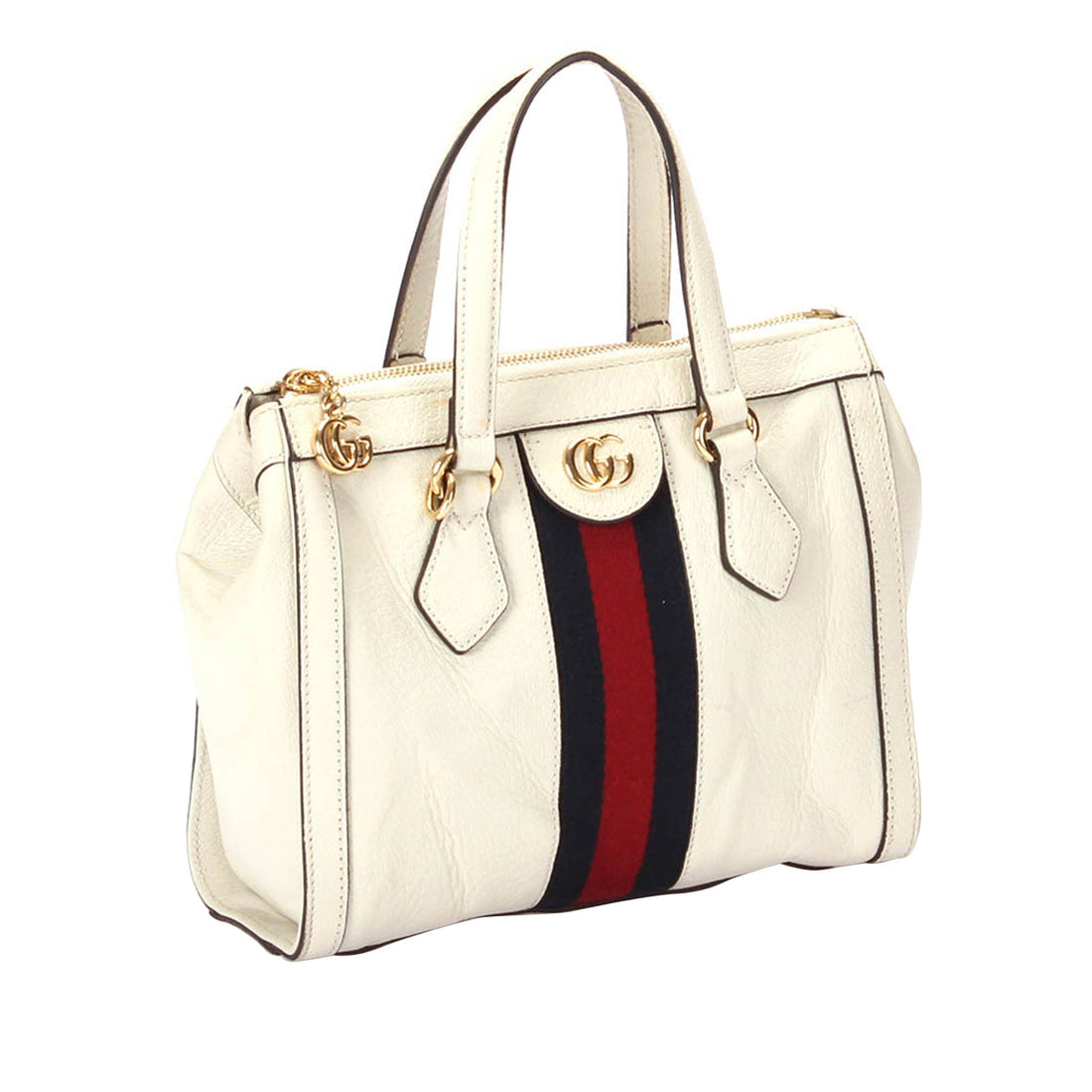 Gucci Ophidia Leather Satchel White