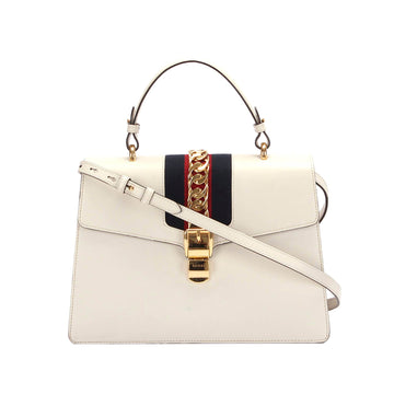 Gucci Sylvie Leather Satchel White