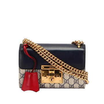 Gucci Gucci Small GG Supreme Padlock Crossbody Bag Brown