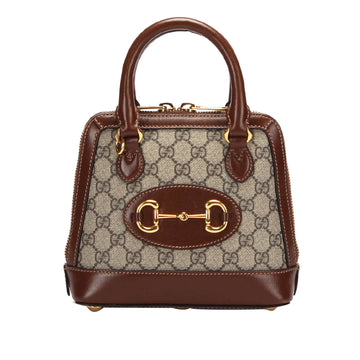 Gucci Gucci GG Supreme Horsebit Satchel Brown
