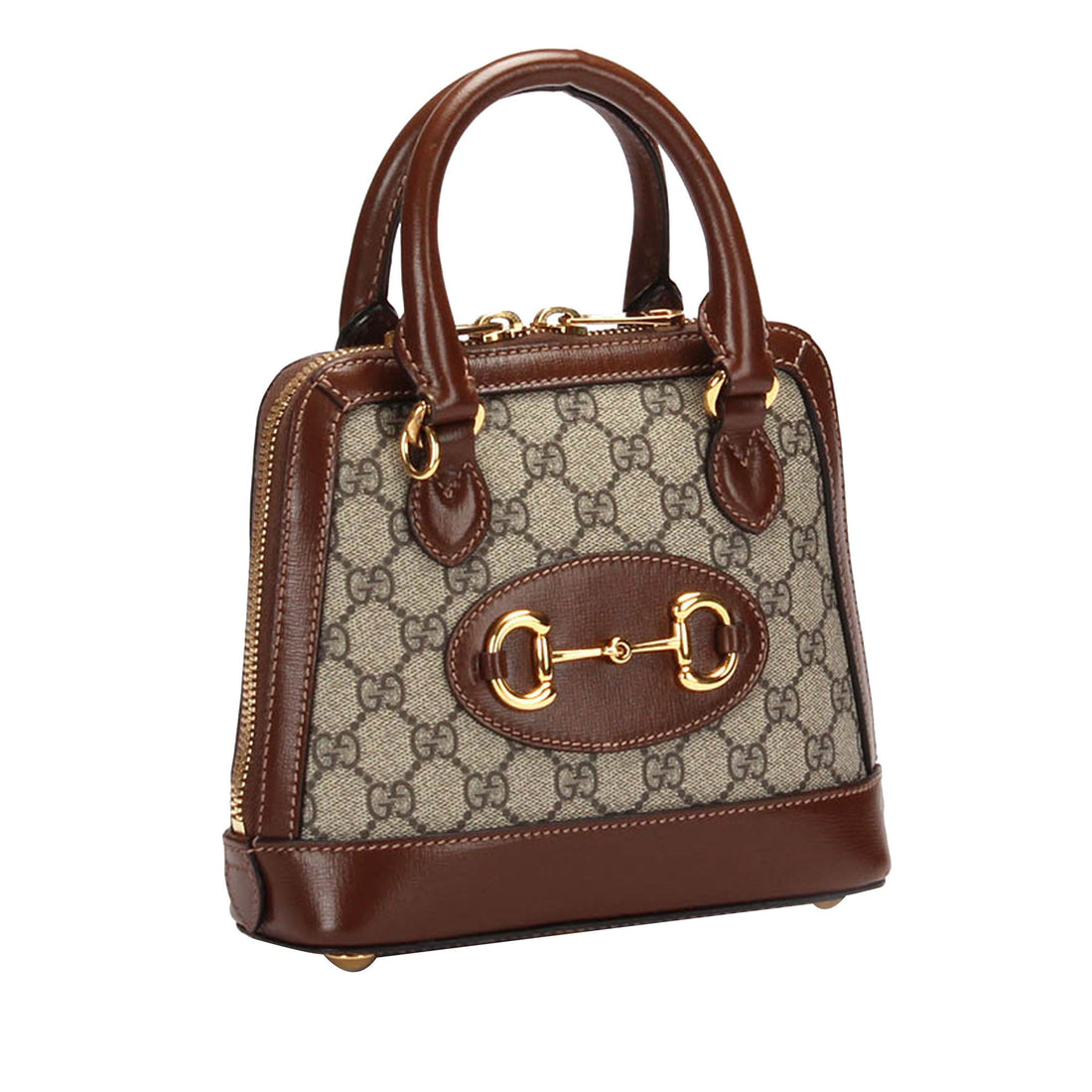 Gucci Gucci GG Supreme Horsebit Satchel Brown