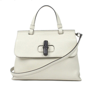 Gucci Bamboo Daily Leather Satchel White