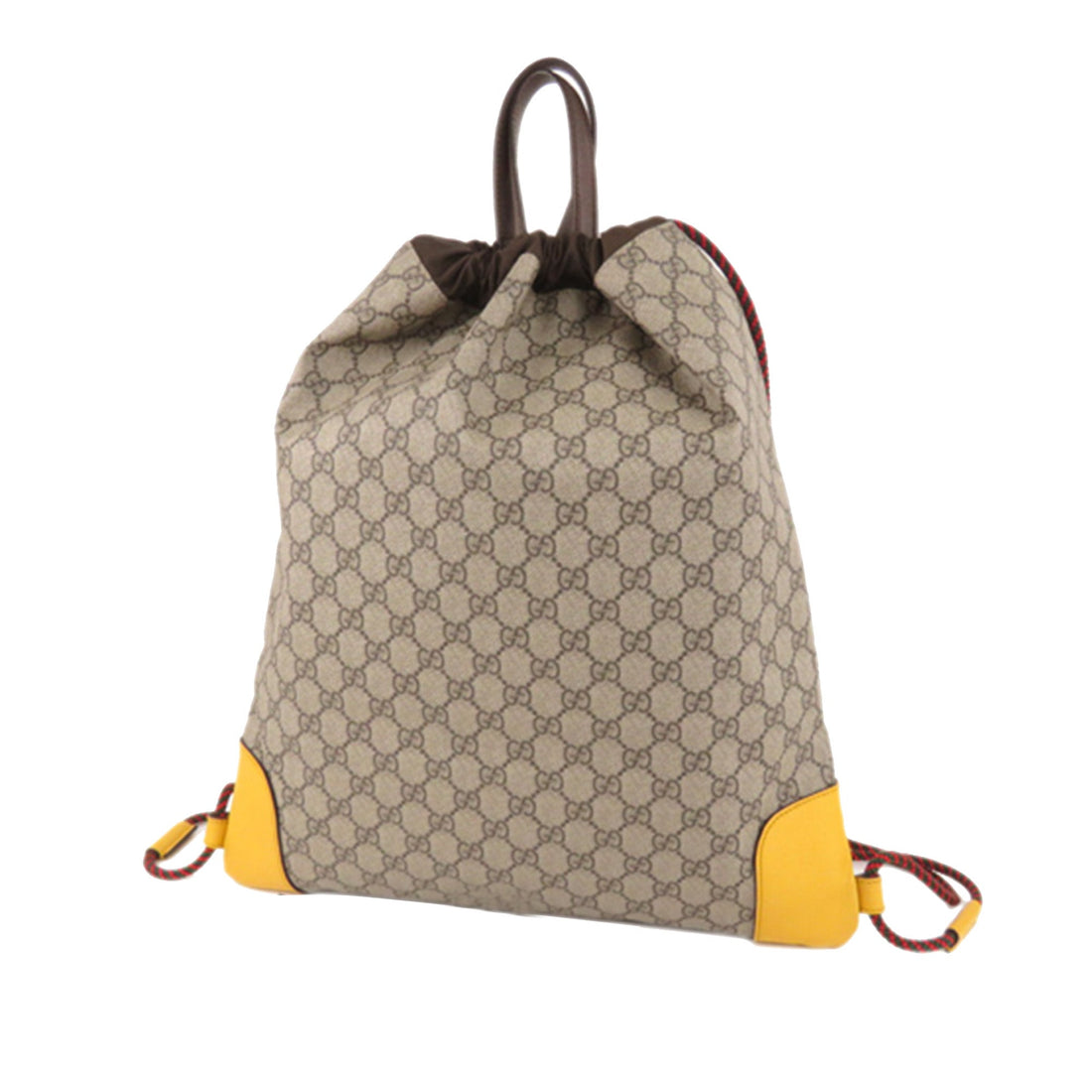 Gucci GG Supreme Drawstring Backpack Brown