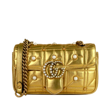 Gucci GG Marmont Matelasse Mini Leather Crossbody Bag Gold