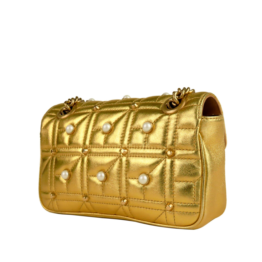 Gucci GG Marmont Matelasse Mini Leather Crossbody Bag Gold