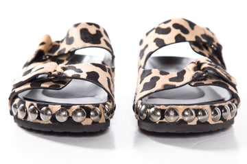 Giambattista Vall Leopard Print Calf Hair Slide Sandals SZ 40.5  Sale