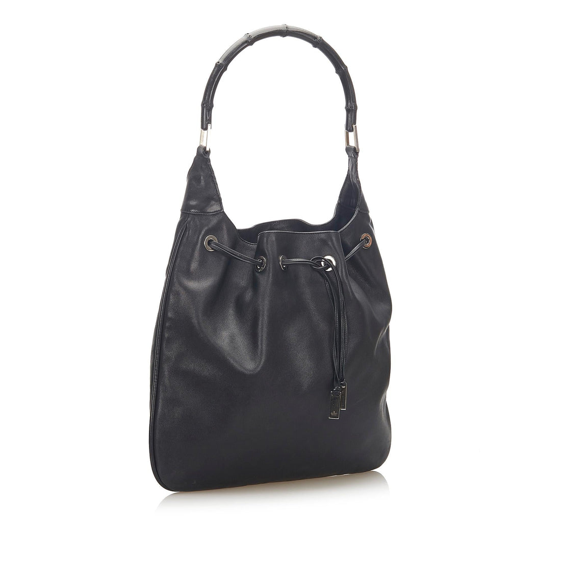 Gucci Bamboo Drawstring Leather Shoulder Bag