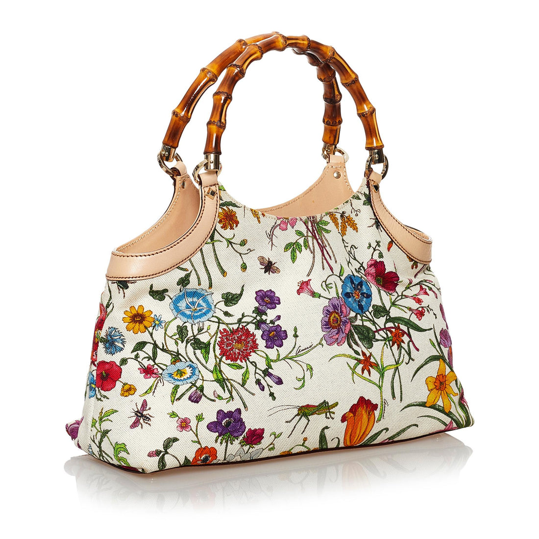 Gucci Bamboo Flora Canvas Handbag