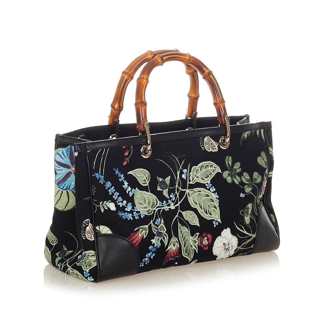Gucci Flora Knight Bamboo Shopper Canvas Satchel