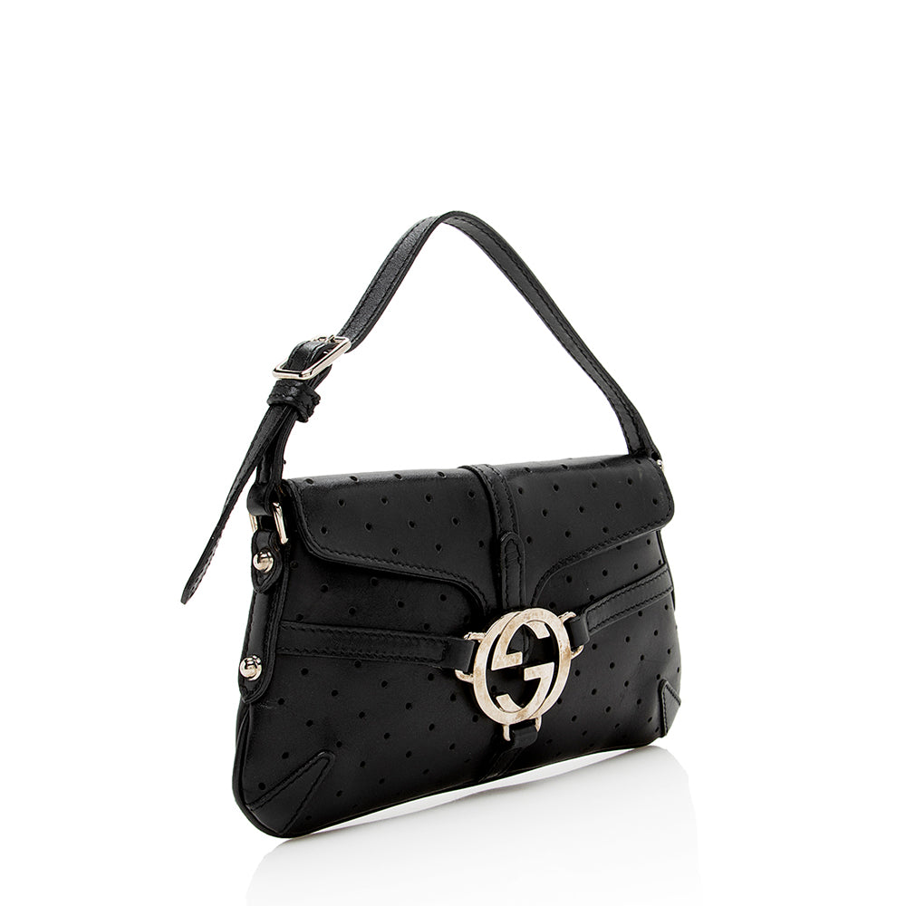 Gucci Leather Perforated Reins Pochette