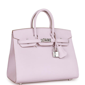 Hermes Birkin Sellier 25 Mauve Pale Leather Palladium Hardware