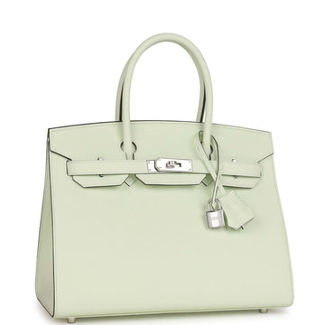 Hermes Birkin Sellier 30 Vert Fizz Leather Palladium Hardware