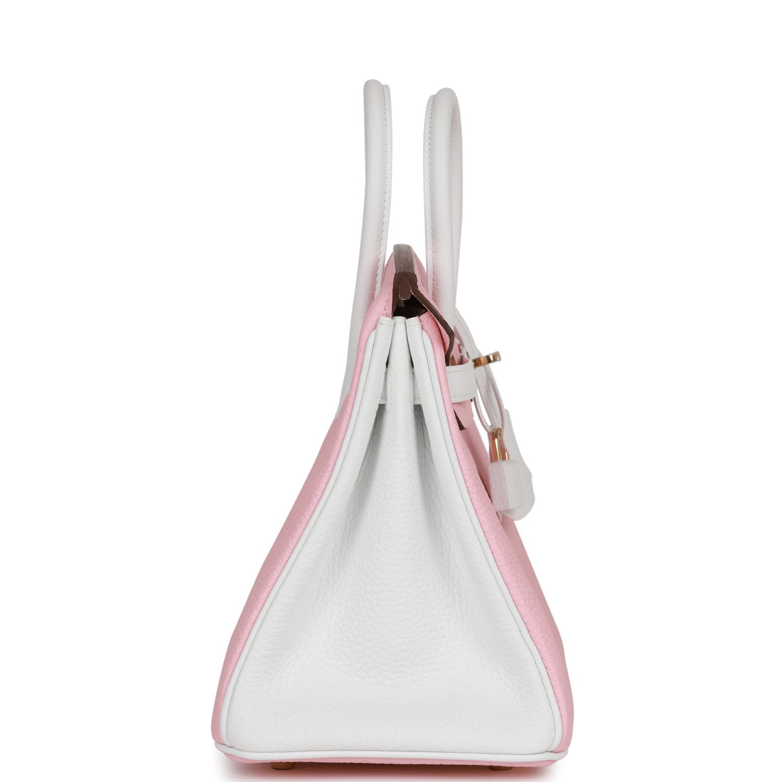 Hermes Special Order (HSS) Birkin 25 Rose Sakura and White Leather Gold Hardware