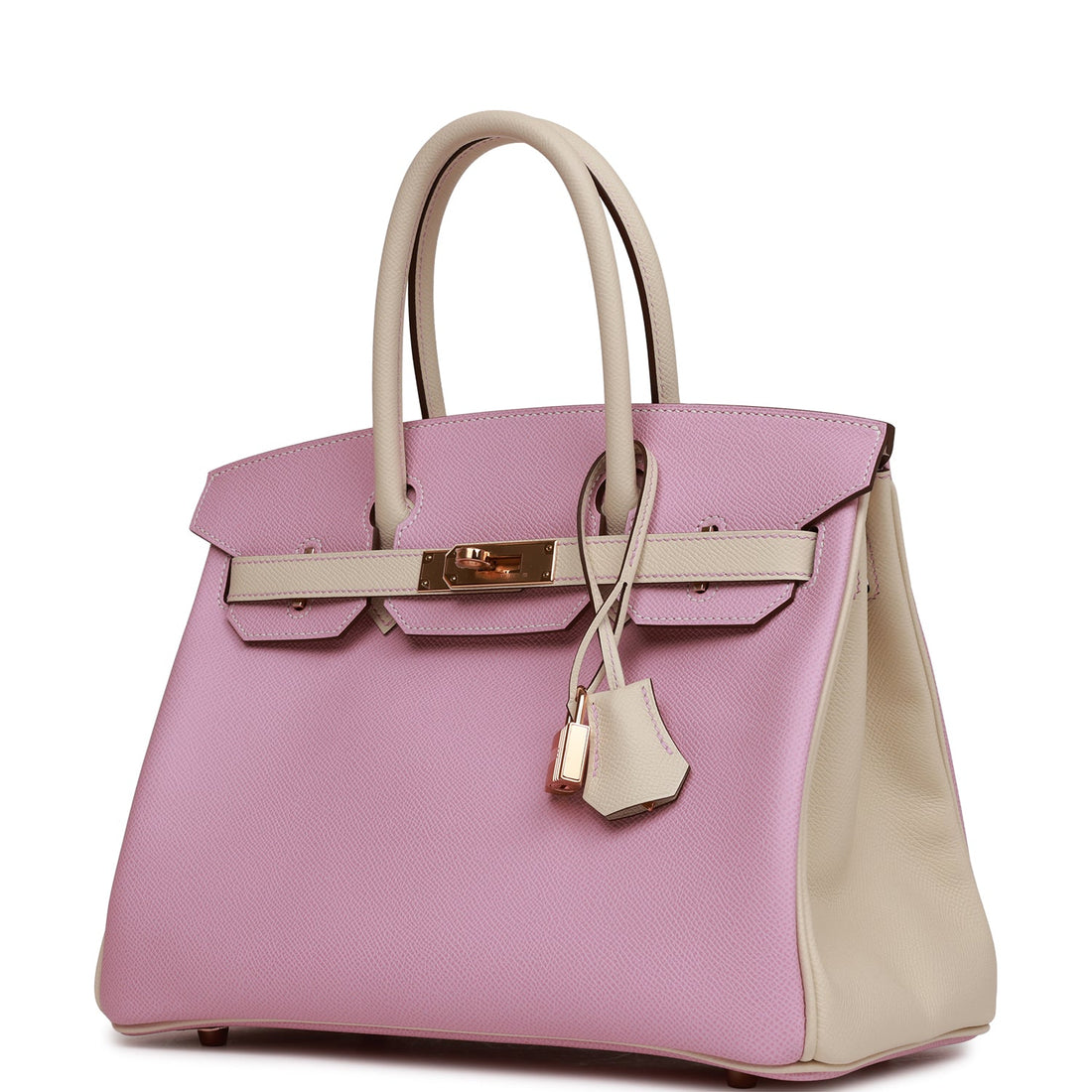 Hermes Special Order (HSS) Birkin 30 Mauve Sylvestre and Craie Leather Rose Gold Hardware