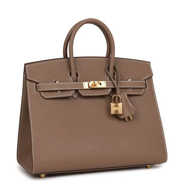 Hermes Birkin Sellier 25 Etoupe Leather Gold Hardware