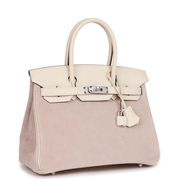 Hermes Birkin 30 Glycine Grizzly and Nata Leather Palladium Hardware