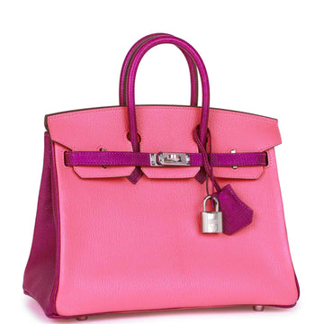 Hermes Special Order (HSS) Birkin 25 Rose Lipstick and Anemone ChÃ¨vre Palladium Hardware