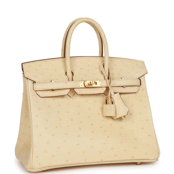 Hermes Birkin 25 Vanille Ostrich Bo Gold Hardware