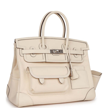 Hermes Birkin Cargo 35 Nata Toile and Leather Palladium Hardware