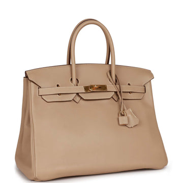 Top Quality Hermes Birkin 35 Argile Leather Gold Hardware