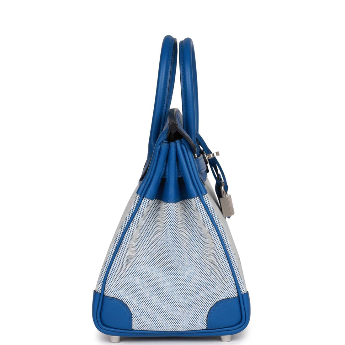 Hermes Birkin 25 Bleu Bill Toile H and Bleu France Leather Leather Palladium Hardware